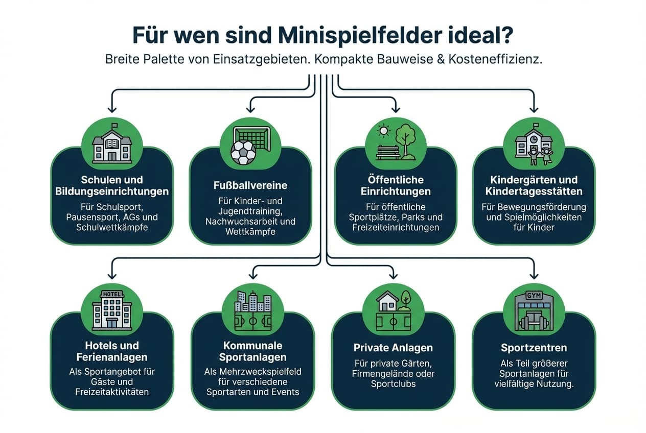 Infografik Minispielfeld - Übersicht über Einsatzgebiete und Vorteile